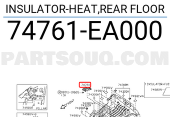 Nissan 74761EA000 INSULATOR-HEAT,REAR FLOOR
