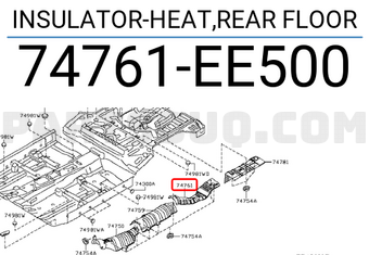 Nissan 74761EE500 INSULATOR-HEAT,REAR FLOOR