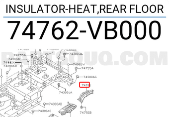 Nissan 74762VB000 INSULATOR-HEAT,REAR FLOOR