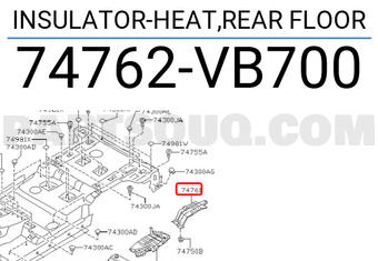 Nissan 74762VB700 INSULATOR-HEAT,REAR FLOOR
