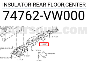 Nissan 74762VW000 INSULATOR-REAR FLOOR,CENTER