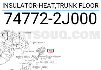 Nissan 747722J000 INSULATOR-HEAT,TRUNK FLOOR