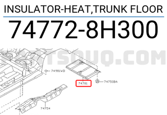 Nissan 747728H300 INSULATOR-HEAT,TRUNK FLOOR