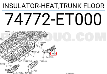 Nissan 74772ET000 INSULATOR-HEAT,TRUNK FLOOR