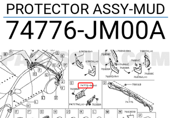 Nissan 74776JM00A PROTECTOR ASSY-MUD