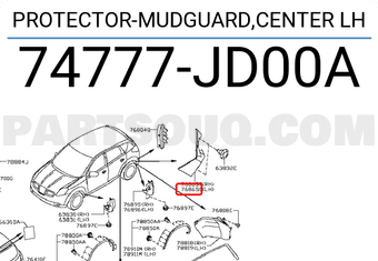Nissan 74777JD00A PROTECTOR-MUDGUARD,CENTER LH