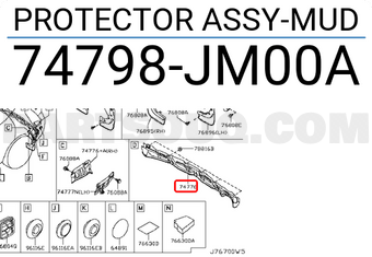 Nissan 74798JM00A PROTECTOR ASSY-MUD
