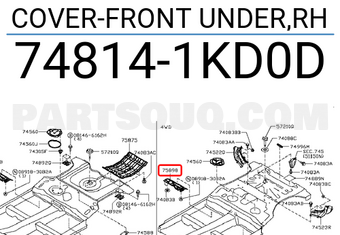 Nissan 748141KD0D COVER-FRONT UNDER,RH