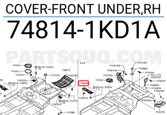 Nissan 748141KD1A COVER-FRONT UNDER,RH