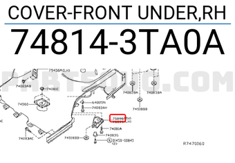 Nissan 748143TA0A COVER-FRONT UNDER,RH
