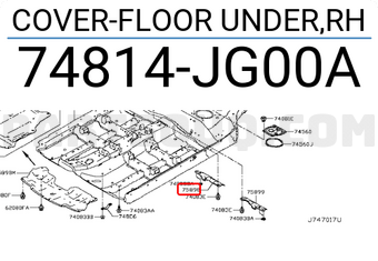 Nissan 74814JG00A COVER-FLOOR UNDER,RH