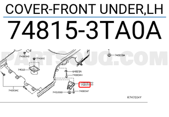 Nissan 748153TA0A COVER-FRONT UNDER,LH
