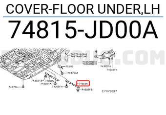Nissan 74815JD00A COVER-FLOOR UNDER,LH