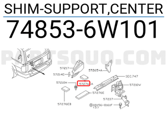 Nissan 748536W101 SHIM-SUPPORT,CENTER