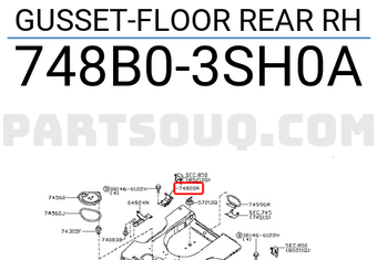 Nissan 748B03SH0A GUSSET-FLOOR REAR RH