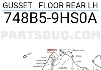 Nissan 748B59HS0A GUSSET FLOOR REAR LH