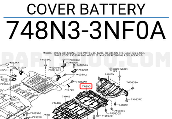 Nissan 748N33NF0A COVER BATTERY