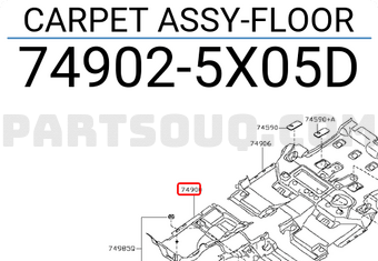 Nissan 749025X05D CARPET ASSY-FLOOR