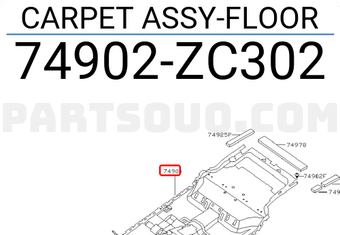Nissan 74902ZC302 CARPET ASSY-FLOOR