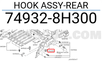 Nissan 749328H300 HOOK ASSY-REAR