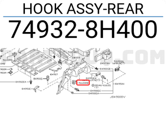 Nissan 749328H400 HOOK ASSY-REAR