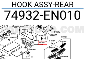 Nissan 74932EN010 HOOK ASSY-REAR