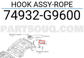 Nissan 74932G9600 HOOK ASSY-ROPE