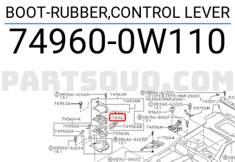 Nissan 749600W110 BOOT-RUBBER,CONTROL LEVER