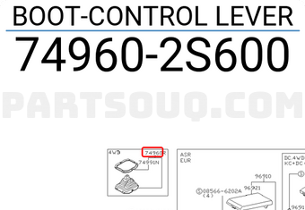 Nissan 749602S600 BOOT-CONTROL LEVER