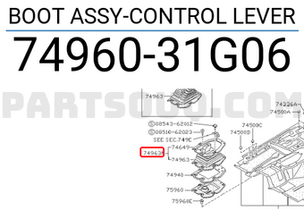 Nissan 7496031G06 BOOT ASSY-CONTROL LEVER