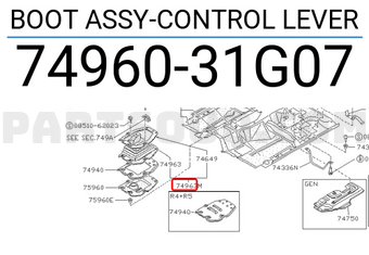 Nissan 7496031G07 BOOT ASSY-CONTROL LEVER