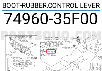 Nissan 7496035F00 BOOT-RUBBER,CONTROL LEVER