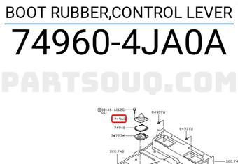 Nissan 749604JA0A BOOT RUBBER,CONTROL LEVER