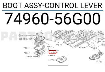 Nissan 7496056G00 BOOT ASSY-CONTROL LEVER