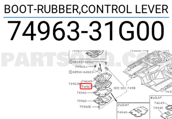 Nissan 7496331G00 BOOT-RUBBER,CONTROL LEVER