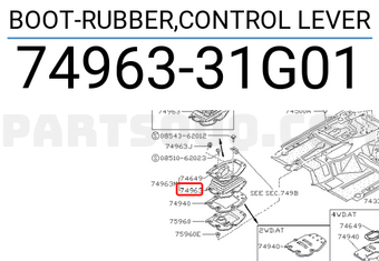Nissan 7496331G01 BOOT-RUBBER,CONTROL LEVER