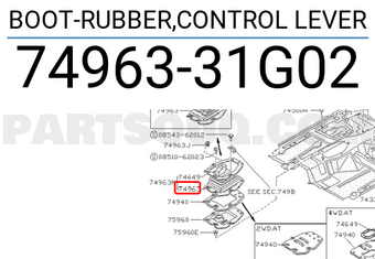 Nissan 7496331G02 BOOT-RUBBER,CONTROL LEVER