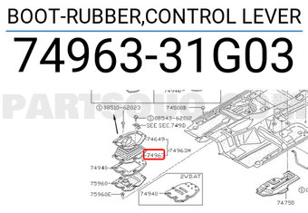 Nissan 7496331G03 BOOT-RUBBER,CONTROL LEVER