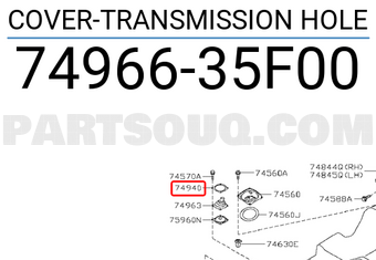 Nissan 7496635F00 COVER-TRANSMISSION HOLE