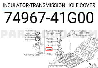 Nissan 7496741G00 INSULATOR-TRANSMISSION HOLE COVER