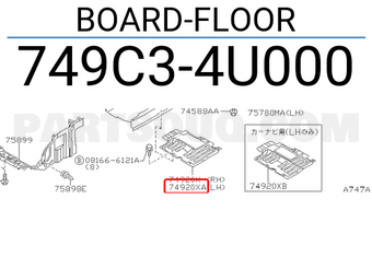 Nissan 749C34U000 BOARD-FLOOR