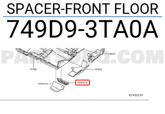 Nissan 749D93TA0A SPACER-FRONT FLOOR