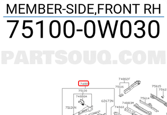 Nissan 751000W030 MEMBER-SIDE,FRONT RH
