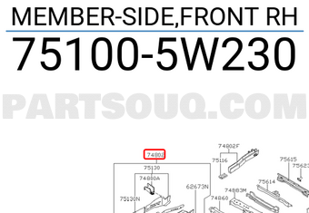 Nissan 751005W230 MEMBER-SIDE,FRONT RH