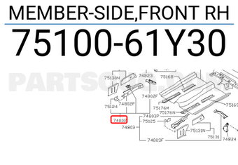 Nissan 7510061Y30 MEMBER-SIDE,FRONT RH