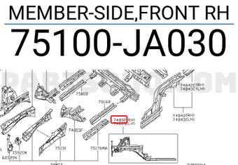 Nissan 75100JA030 MEMBER-SIDE,FRONT RH