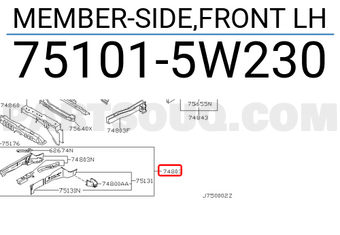 Nissan 751015W230 MEMBER-SIDE,FRONT LH