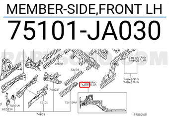 Nissan 75101JA030 MEMBER-SIDE,FRONT LH