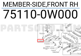 Nissan 751100W000 MEMBER-SIDE,FRONT RH