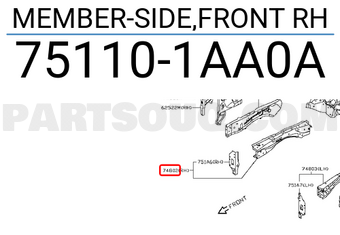 Nissan 751101AA0A MEMBER-SIDE,FRONT RH